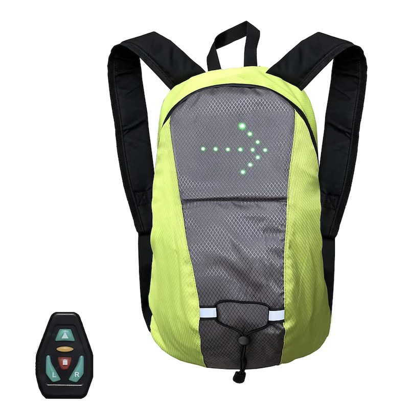 Sac à dos vélo jaune LED flèche droite