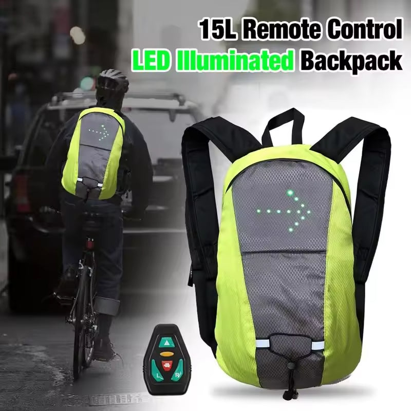 Sac à dos vélo jaune LED avec cycliste